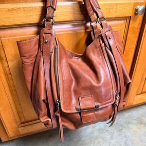 Kooba Cognac Brown Leather Shoulder Bag with Front Flap